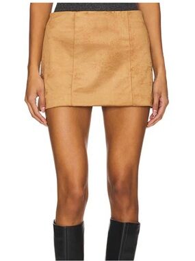 Tularosa Camel Tan Suede Mini Skirt